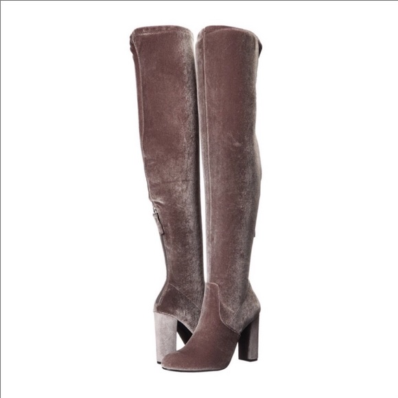 Steve Madden Shoes - Steve Madden Nori V Velvet Taupe overknee boots in very good condition